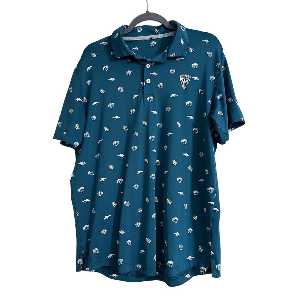 Puma Torrey Pines Hangtime MATTR golf polo, Blue-Coral Maize, size L